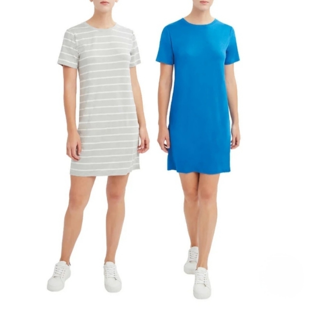 ❤️ BCBGeneration 2 Pack Dresses Blue Grey White Striped Solid Women's XS Small